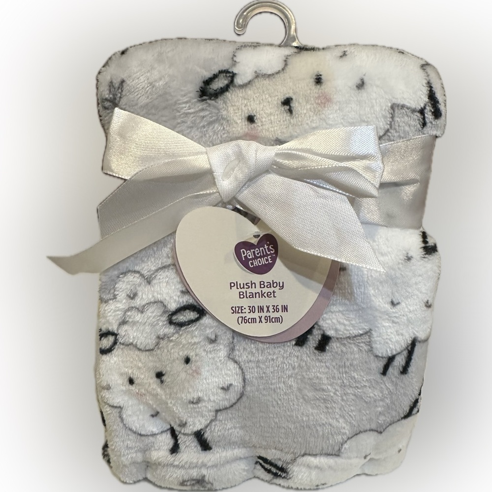 PARENTS CHOICE SOFT SHEEP LAMB PLUSH FLEECE BABY BLANKET SHOWER SPRINKLE GIFT